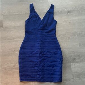 Express Royal Blue V-Neck Fitted Dress